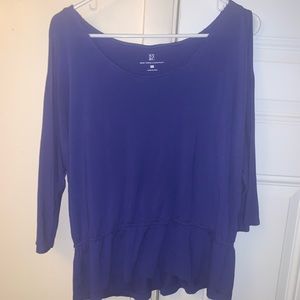 Blue Cold Shoulder Top